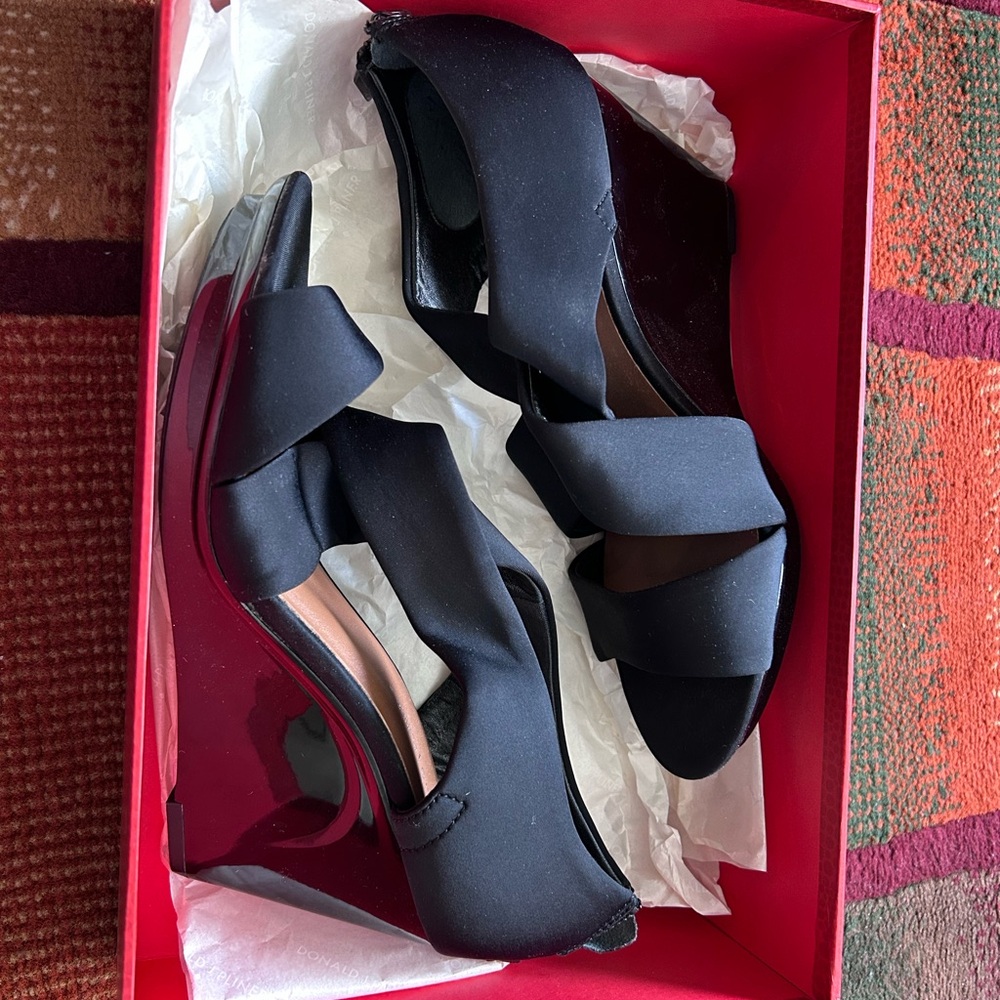 Donald J. Pliner Black Wedge Sandals